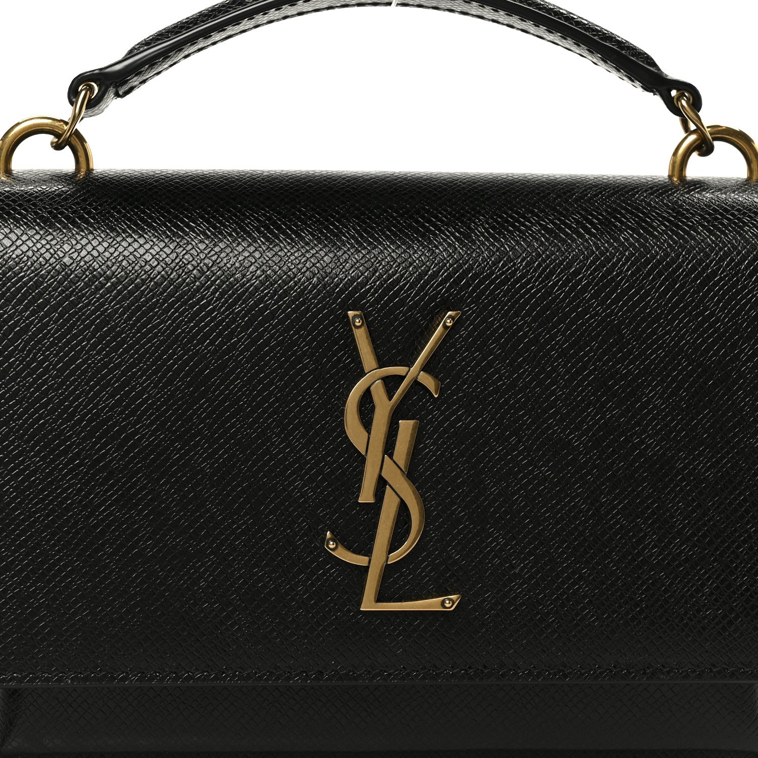 Saint Laurent Coated Bark Calfskin Sunset Chain Wallet  Black 8 of 10