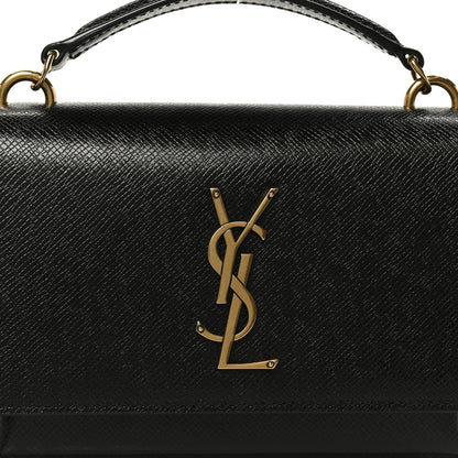 Saint Laurent Coated Bark Calfskin Sunset Chain Wallet  Black 8 of 10