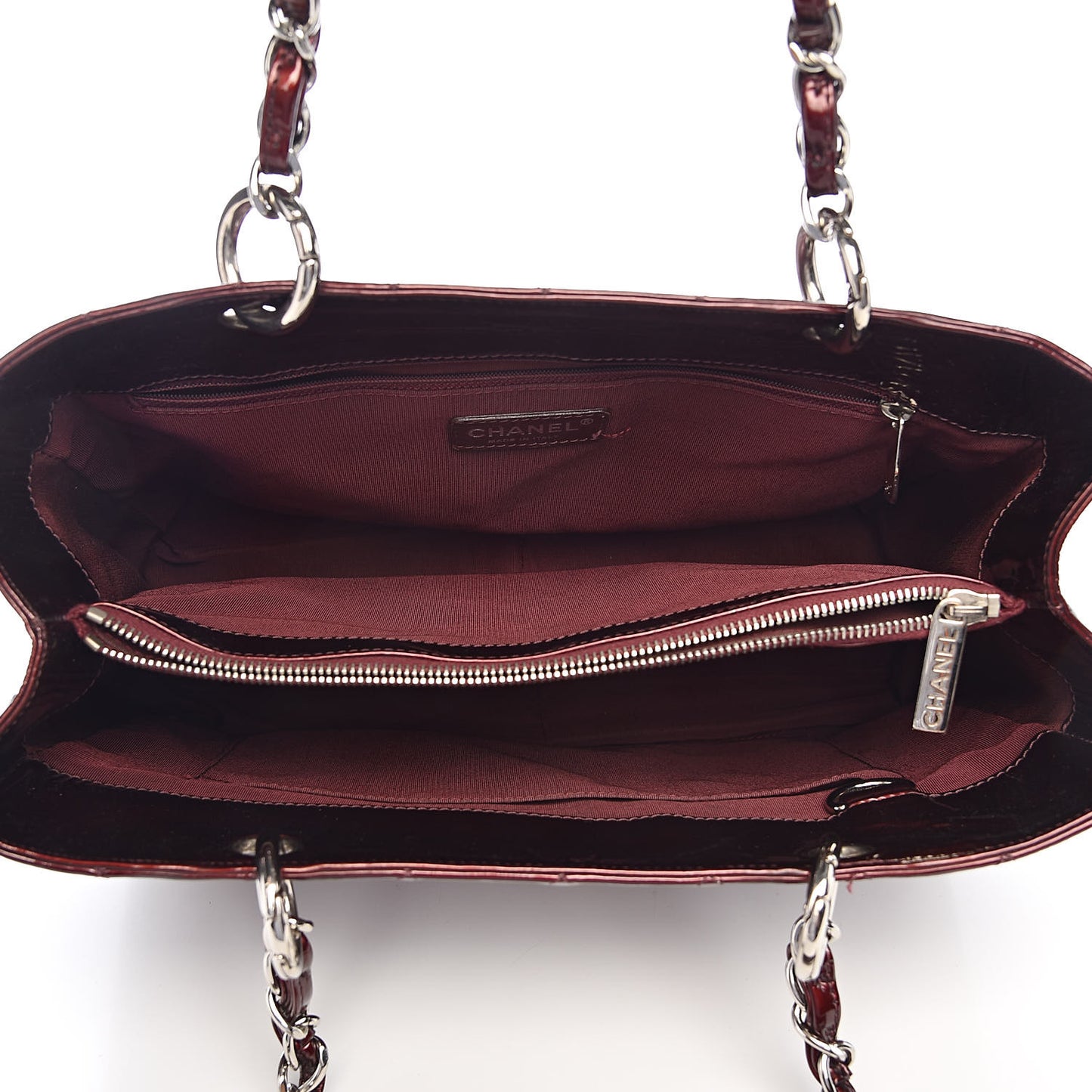 Patent Quilted Grand Shopping Tote GST Dark Bordeaux