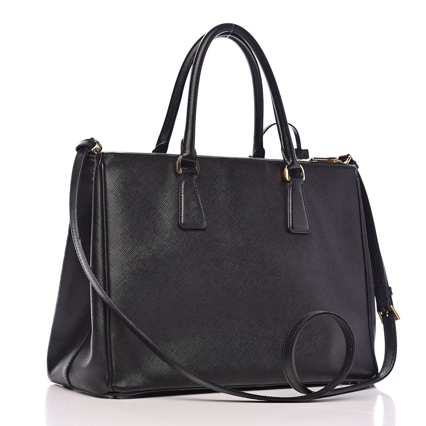 Saffiano Medium Galleria Double Zip Tote Black