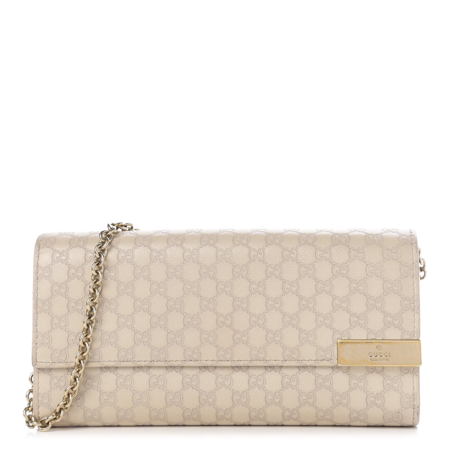 Soft Microguccissima Dice Chain Wallet Beige
