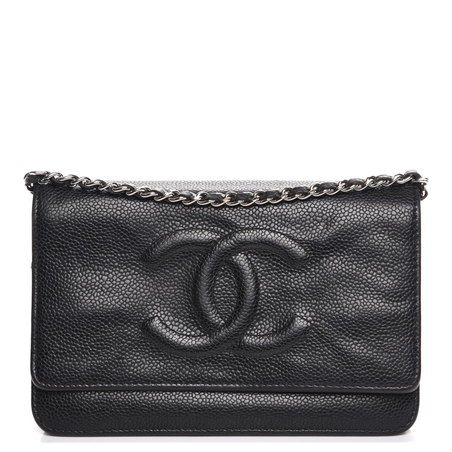 Chanel Caviar Timeless CC Wallet On Chain WOC Black 1 of 8