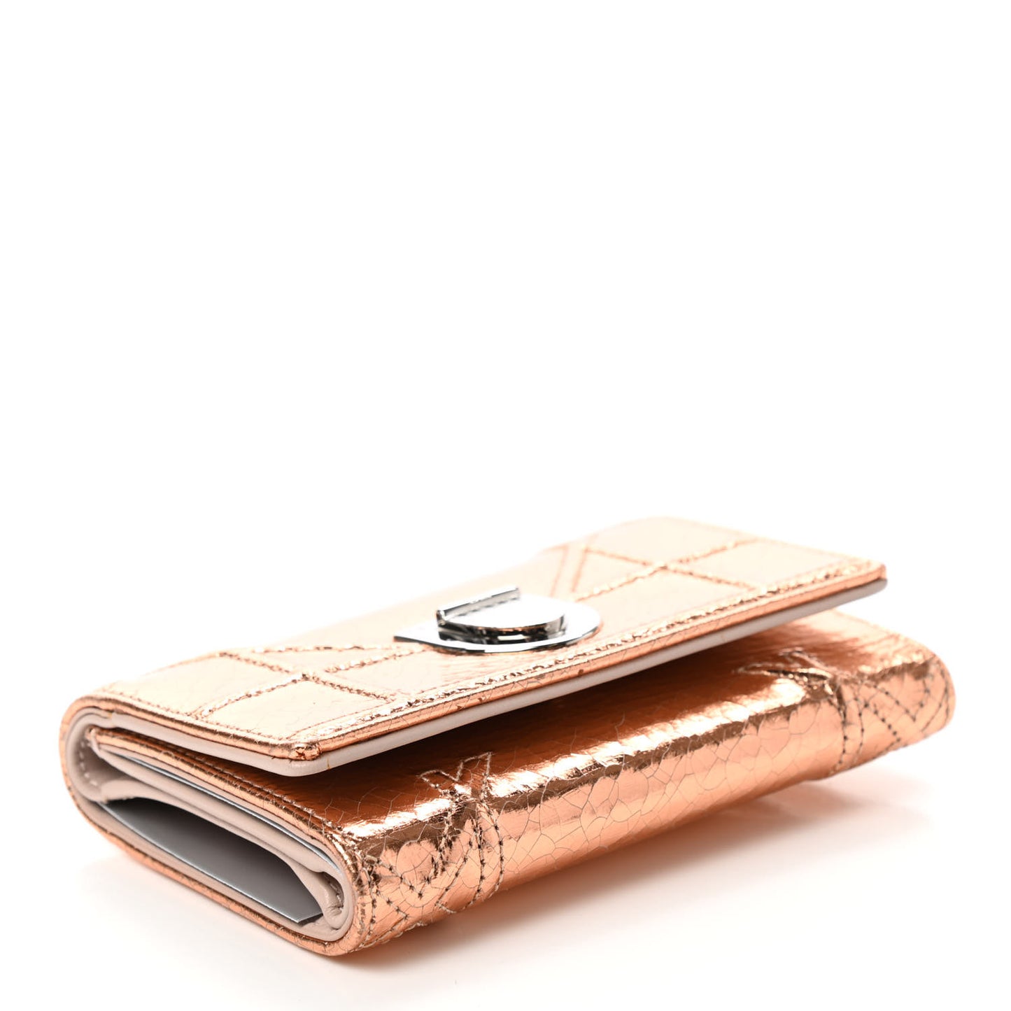 Ceramic Effect Deerskin Cannage Diorama Elancee Wallet Hyper Pink