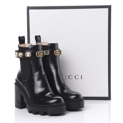 Gucci Calfskin Crystal GG Trip Chelsea Ankle Boots 36 Black 11 of 12
