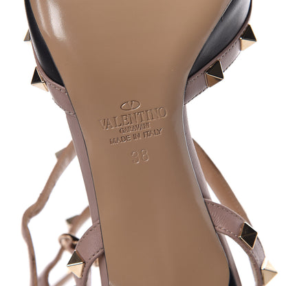 Valentino Garavani Calfskin Nappa Rockstud Ankle Strap 65mm Pumps 38 Black Poudre 6 of 9
