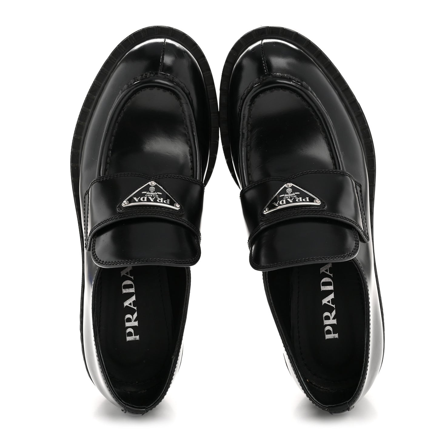Spazzolato Metal Triangle Logo 50mm Loafers 36.5 Black