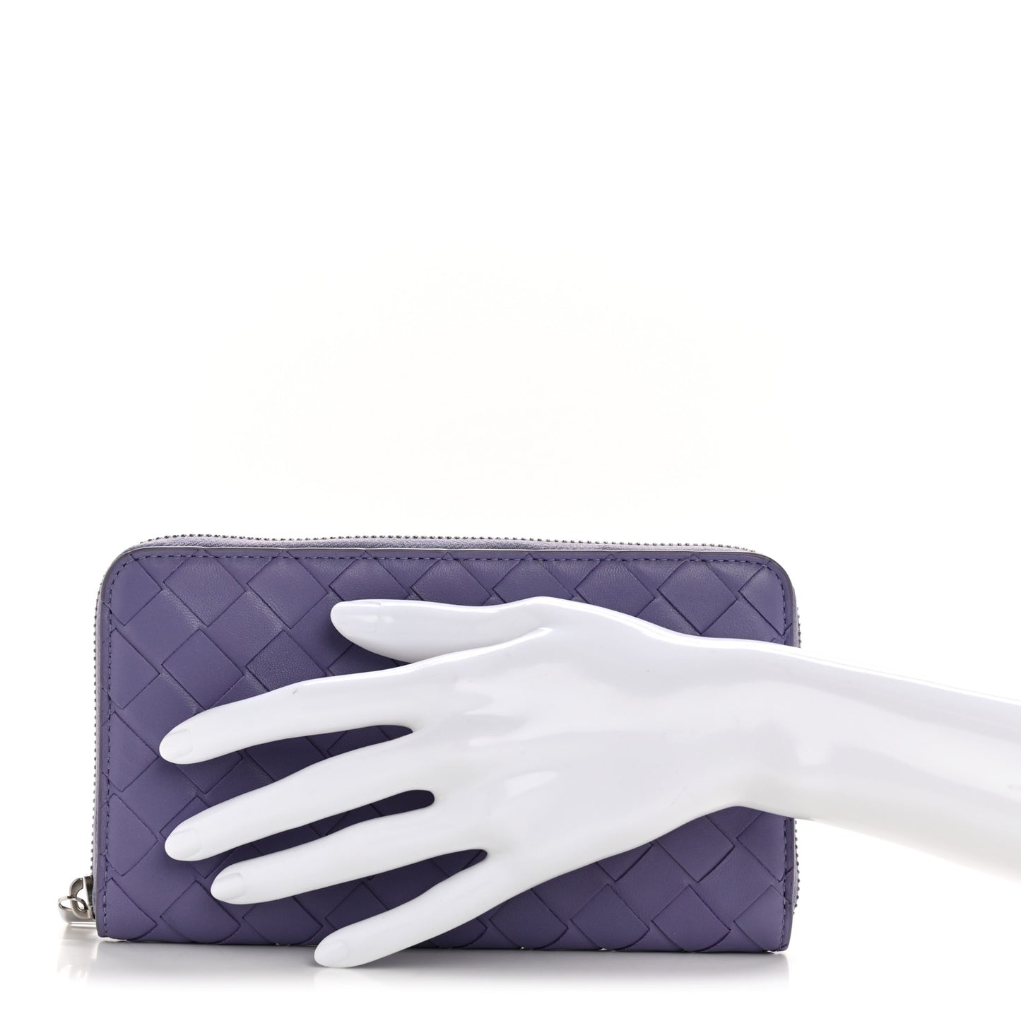 Nappa Intrecciato Zip Around Wallet Lavender