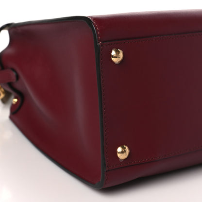 Fendi Vitello Seta Glazed Fabric FF 1974 Medium Peekaboo X-Lite Barolo Mogano Panna 7 of 8