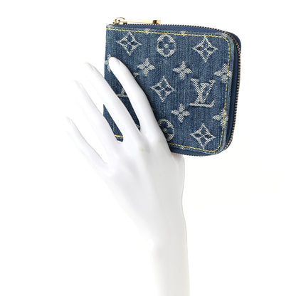 Louis Vuitton Denim Zip Compact Wallet Blue 2 of 8
