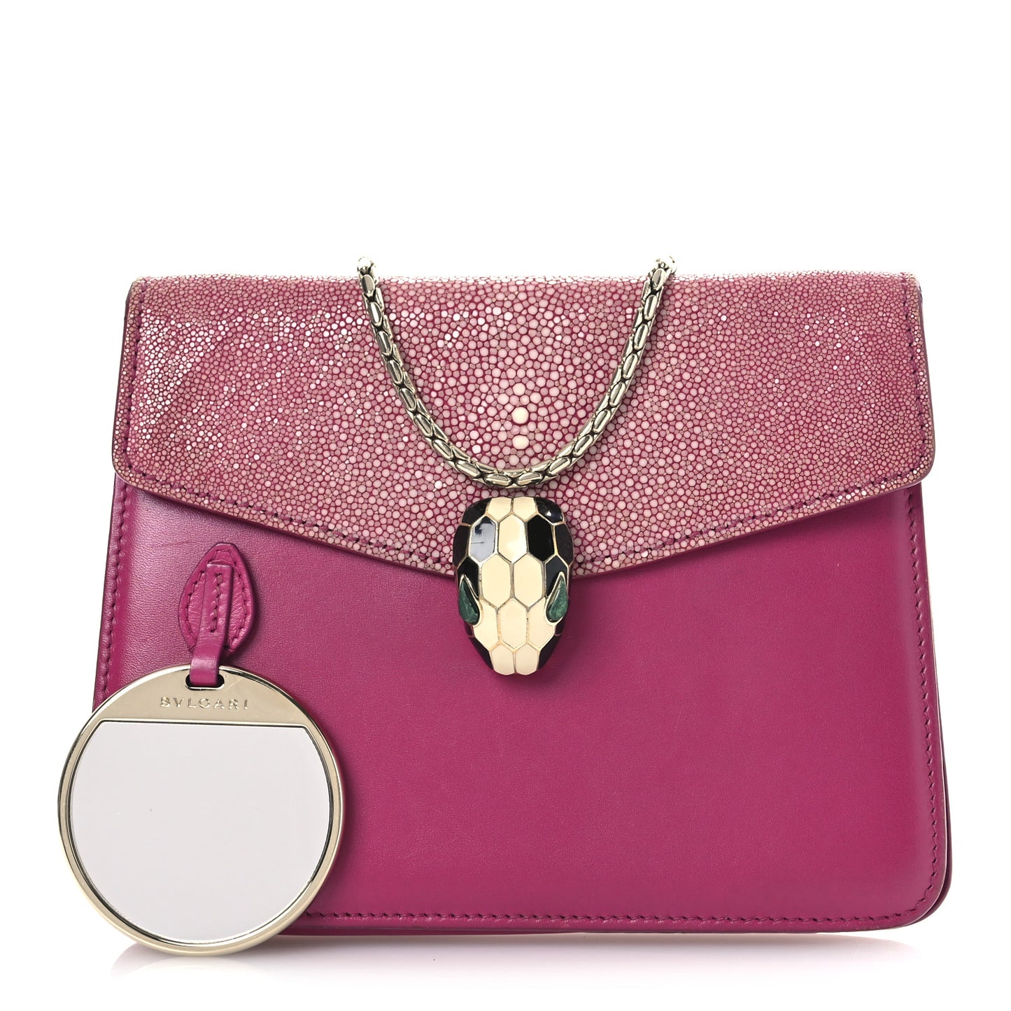Calfskin Galuchat Serpenti Forever Crossbody Bag Dark Pink
