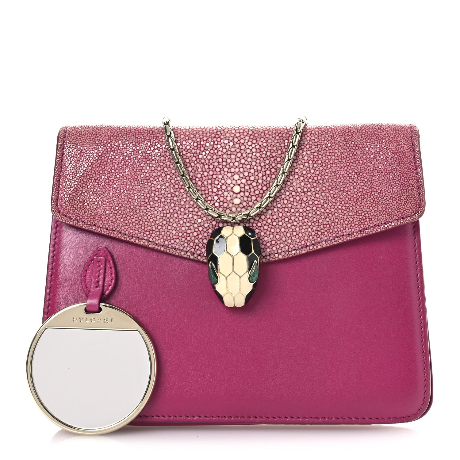 Bulgari Calfskin Galuchat Serpenti Forever Crossbody Bag Dark Pink 3 of 14