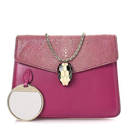 Bulgari Calfskin Galuchat Serpenti Forever Crossbody Bag Dark Pink 3 of 14