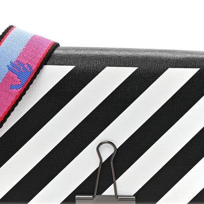 Off-White Saffiano Striped Mini Diag Binder Clip Bag Black White Indus 8 of 11