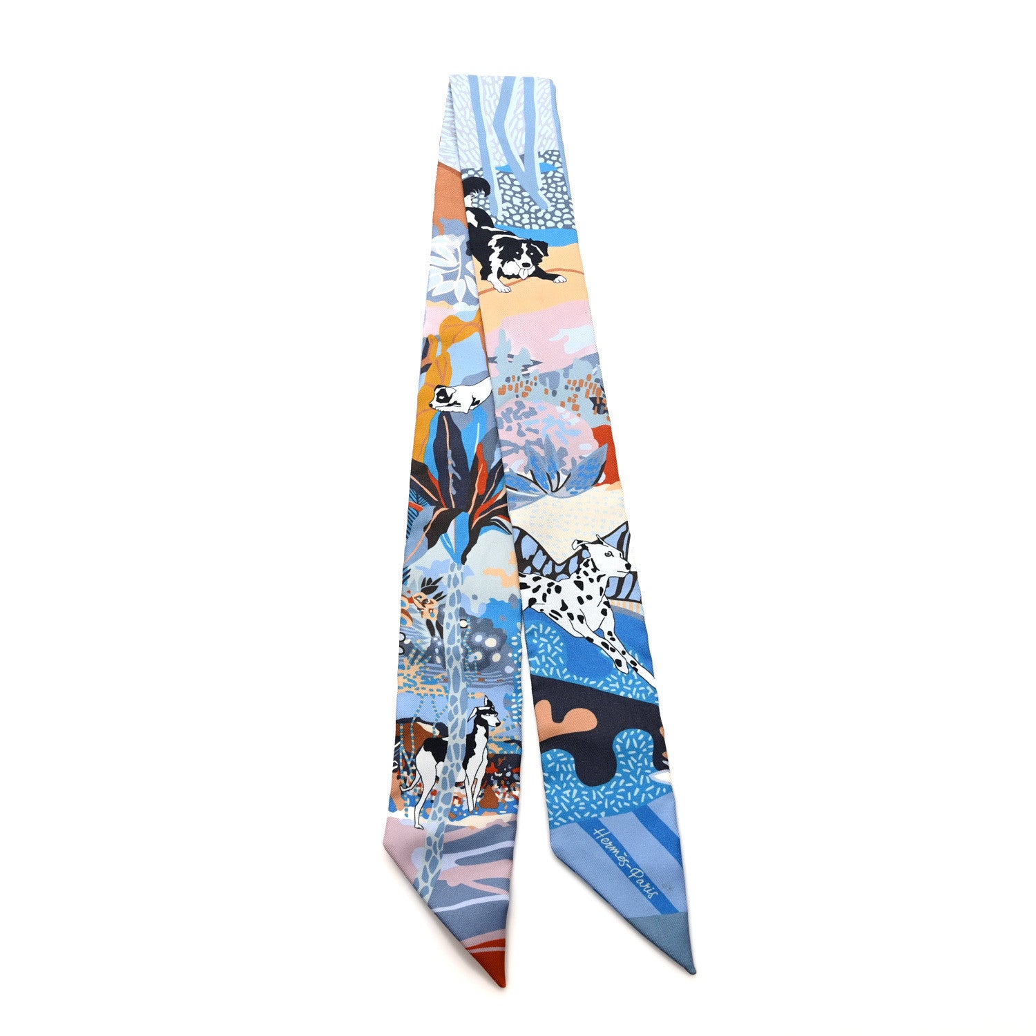 Hermes Silk En Liberte Twilly Bleu Rose Brun 2 of 4