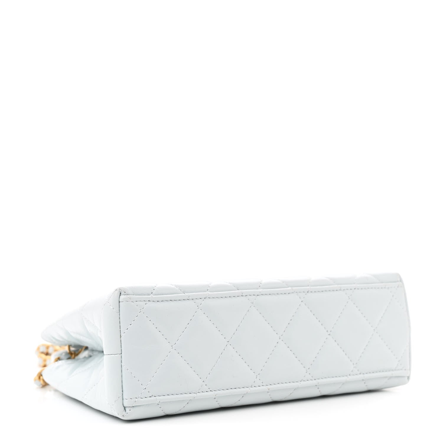 Chanel Shiny Aged Calfskin Quilted Nano Kelly Shopper Light Blue 4 of 12