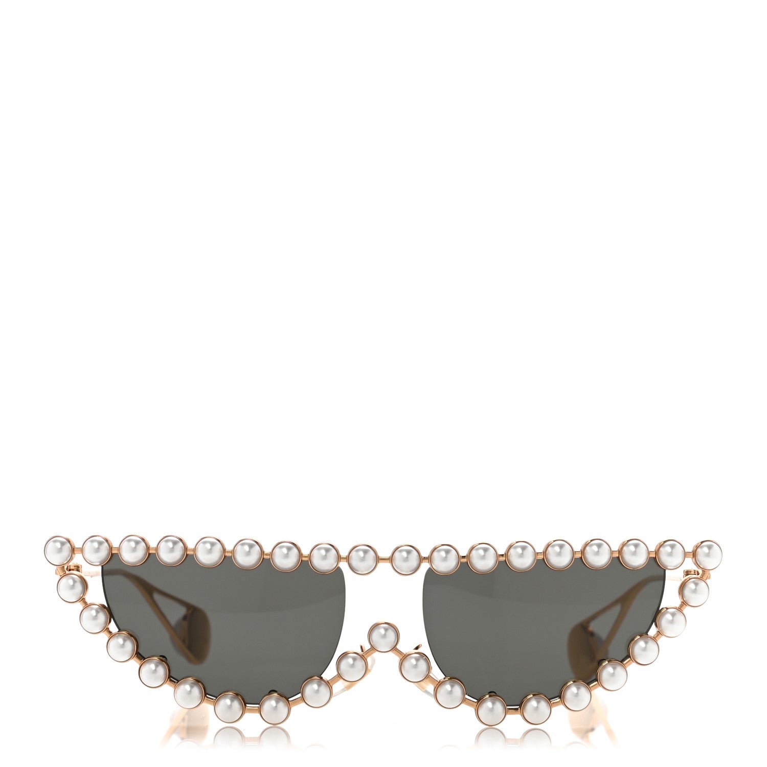 Gucci Metal Pearl Cat Eye Sunglasses GG0364S Gold 2 of 7