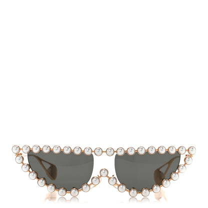 Gucci Metal Pearl Cat Eye Sunglasses GG0364S Gold 2 of 7