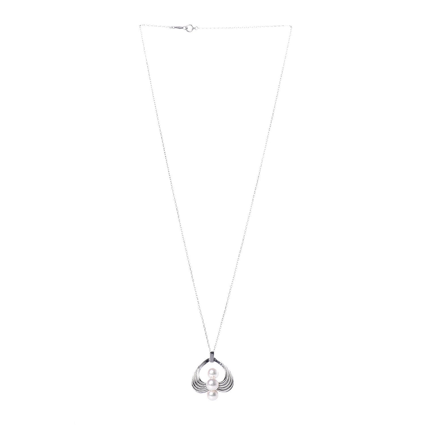 14K White Gold Akoya Pearl 6.5-7mm Pendant Necklace
