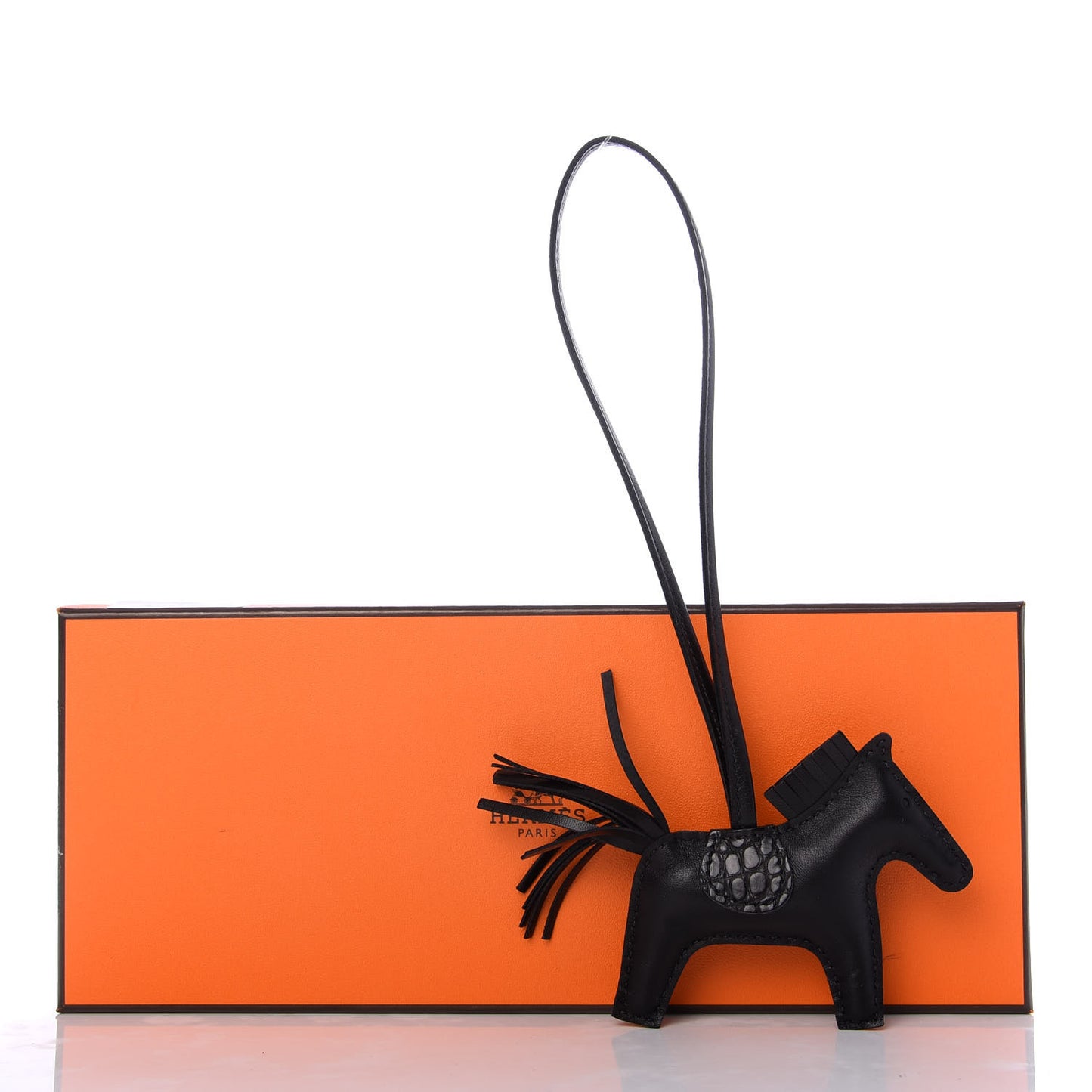 Milo Lambskin Matte Alligator Touch Grigri Rodeo Horse Bag Charm PM So Black