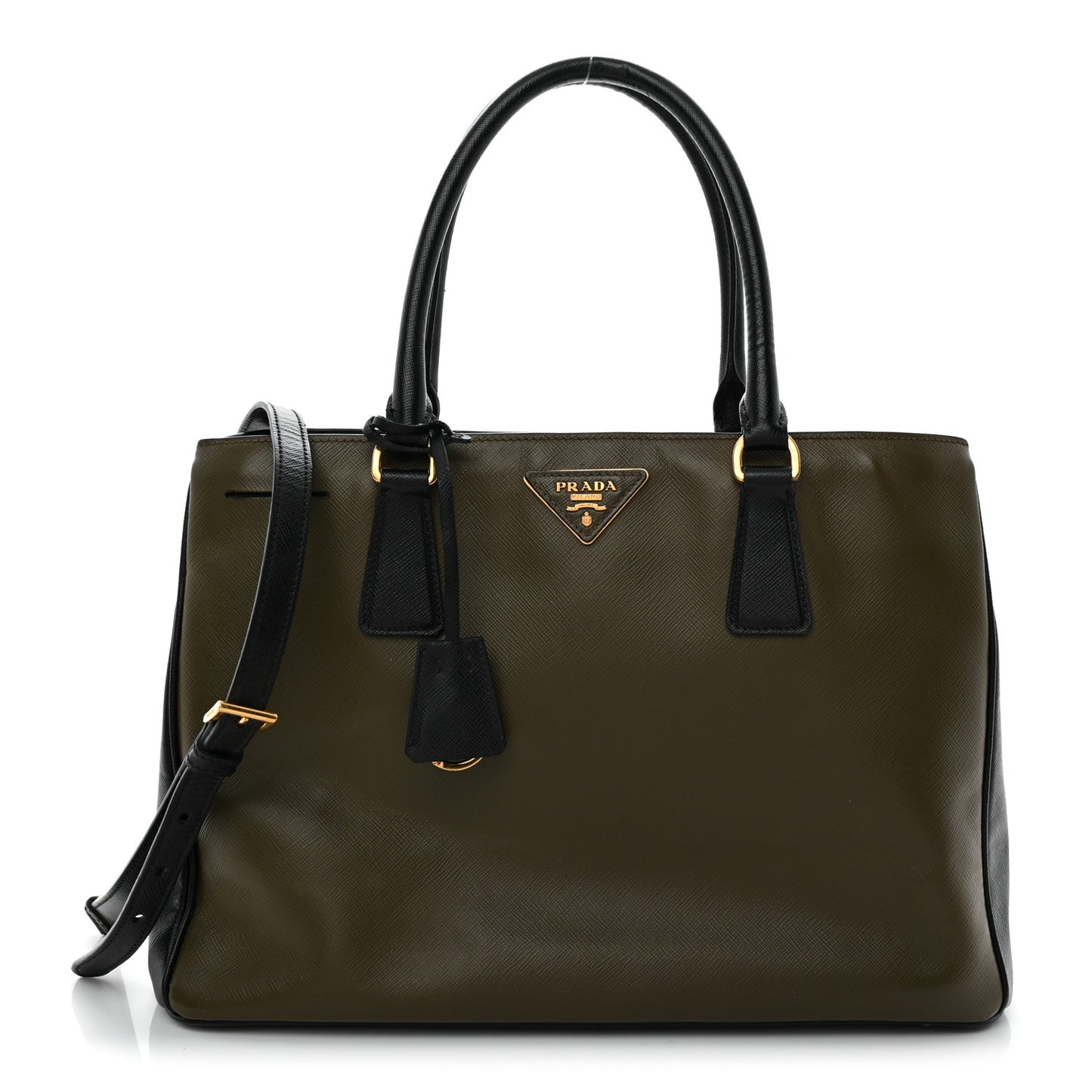 Saffiano Lux Bi-Color Medium Tote Militare Black