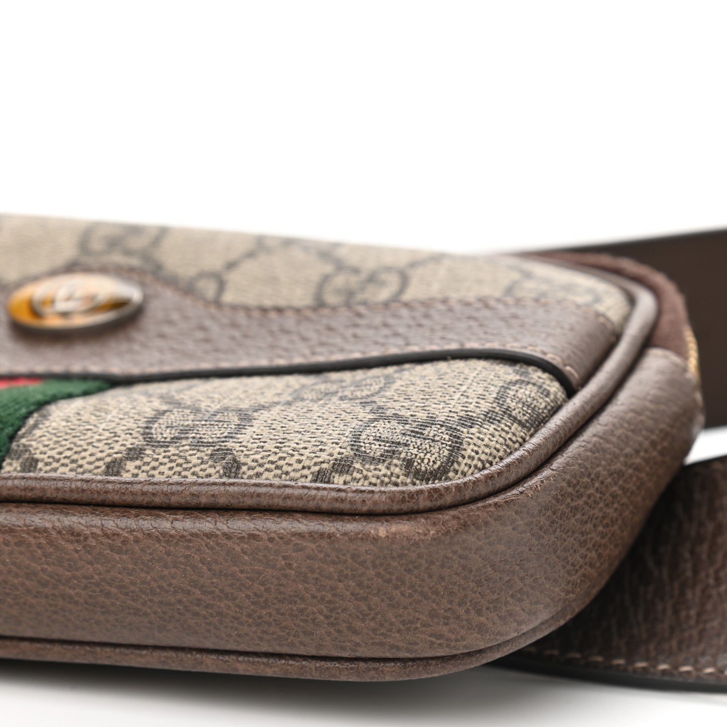 GG Supreme Monogram Ophidia Belted iPhone Case 95 38 Dark Brown