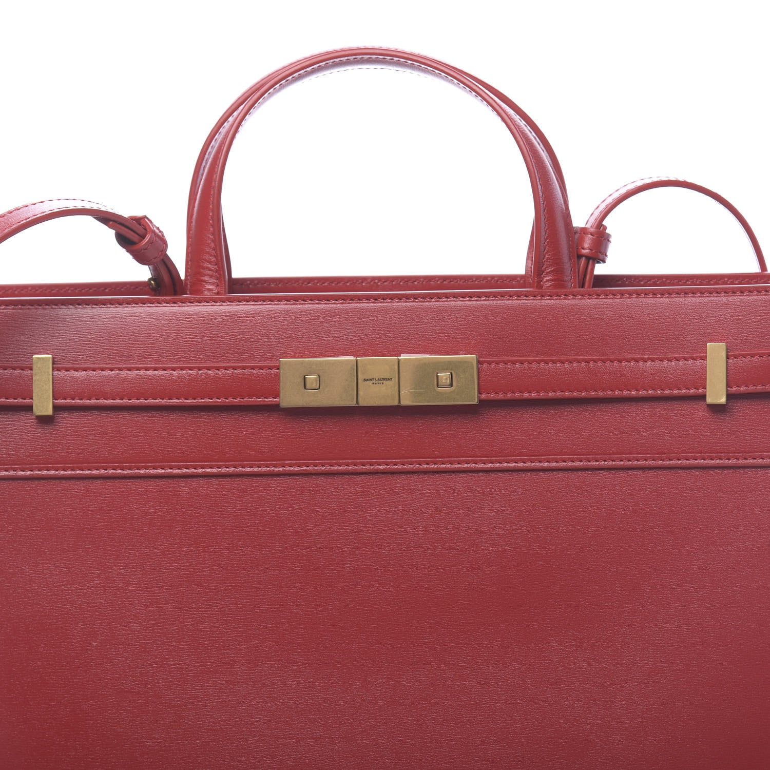 Saint Laurent Calfskin Small Manhattan Shopper Tote Red 9 of 9