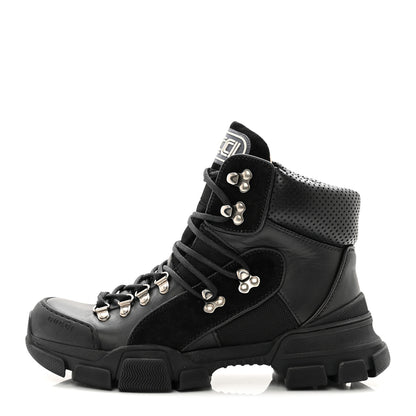Gucci X SEGA Calfskin Suede Technical Canvas Womens Flashtrek High-Top Sneakers 39 Black 1 of 9