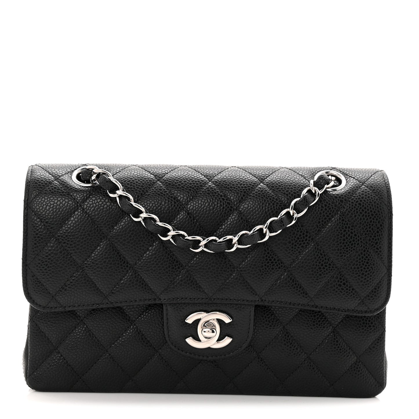 Caviar Quilted Small Double Flap Black