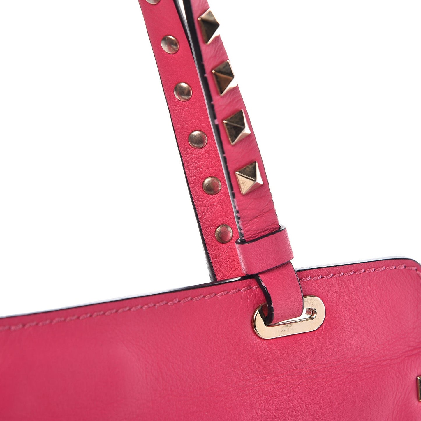 Vitello Small Rockstud Tote Raspberry