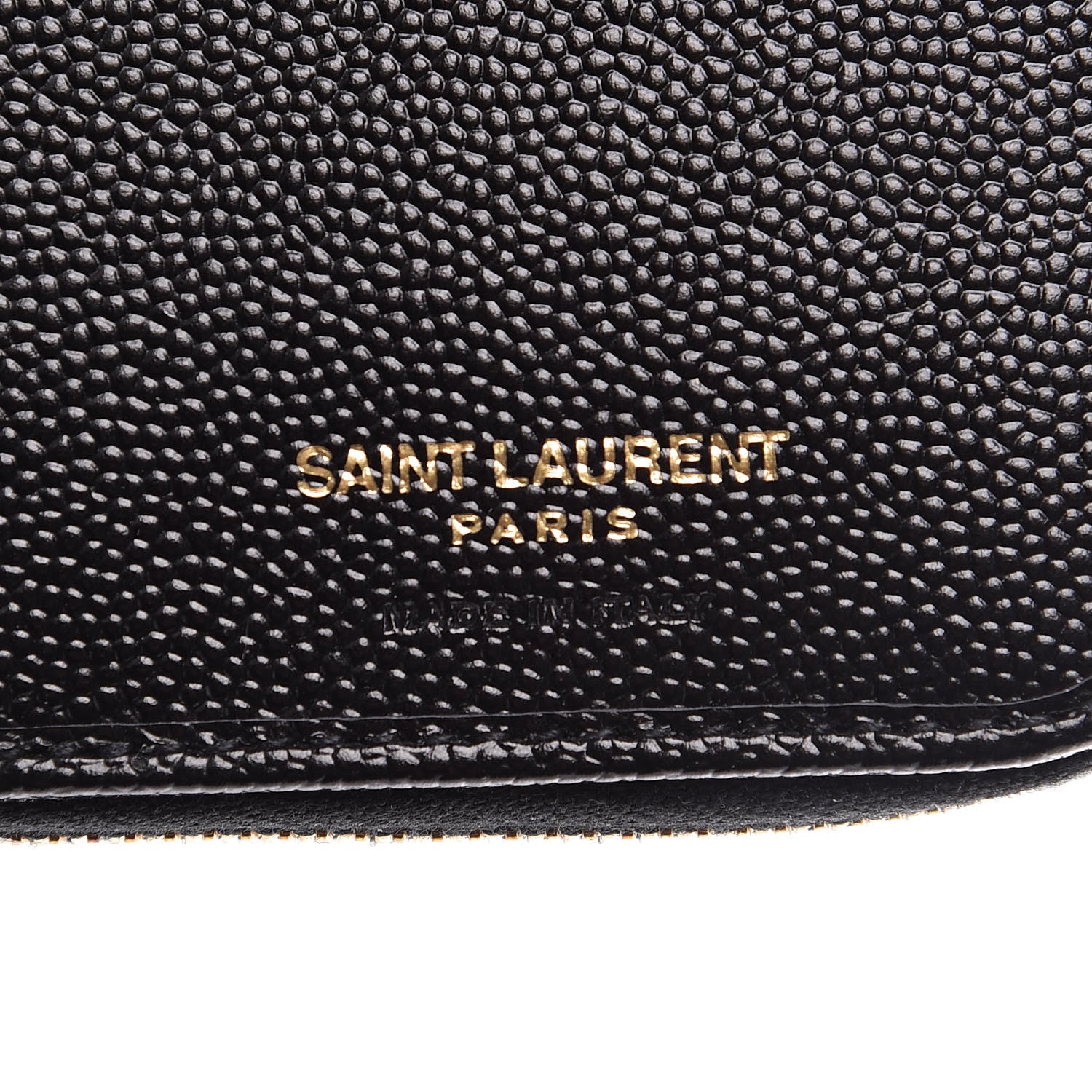 Saint Laurent Grain De Poudre Matelasse Chevron Monogram Compact Zip Around Wallet Black 6 of 8