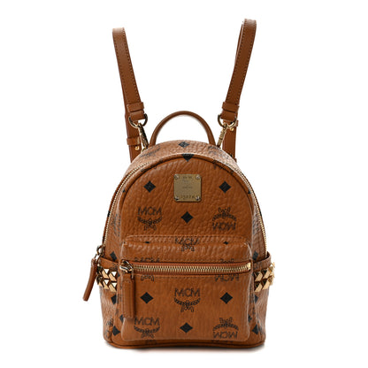 MCM Visetos Side Stud X-Mini Stark Bebe Boo Backpack Cognac 1 of 9