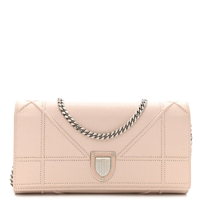 Christian Dior Grained Calfskin Diorama Wallet on Chain Pouch Rose Poudre 1 of 14