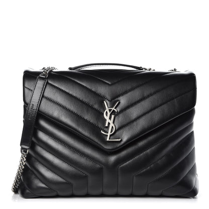 Saint Laurent Calfskin Y Quilted Monogram Medium Loulou Chain Satchel Black 1 of 10
