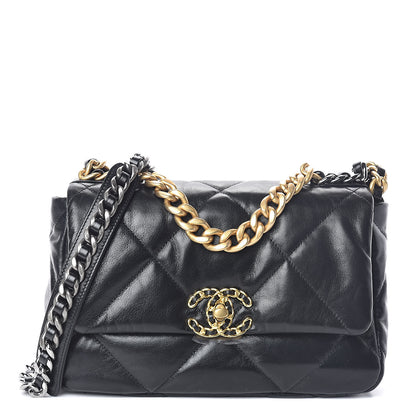 Chanel Goatskin Quilted Medium 19 Flap Black 1 of 10