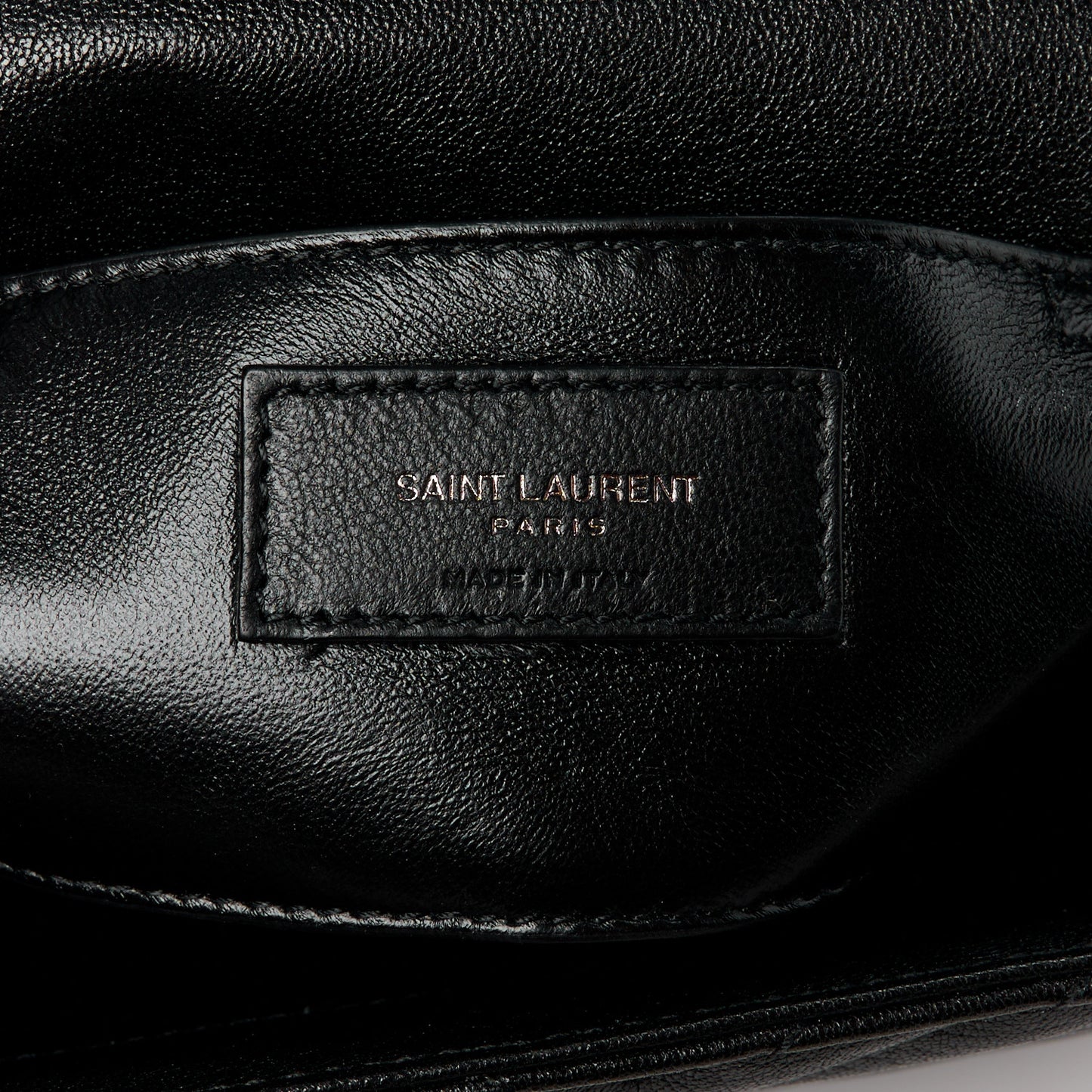 Sheepskin Matelasse Chevron Monogram Monochrome Medium College Bag Black