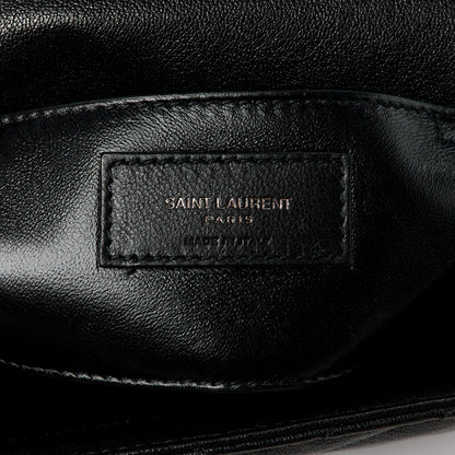 Saint Laurent Sheepskin Matelasse Chevron Monogram Monochrome Medium College Bag Black 7 of 11