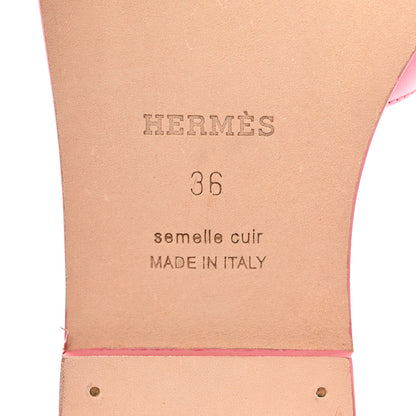Hermes Box Calfskin Oran Sandals 36 Rose Boise 8 of 9