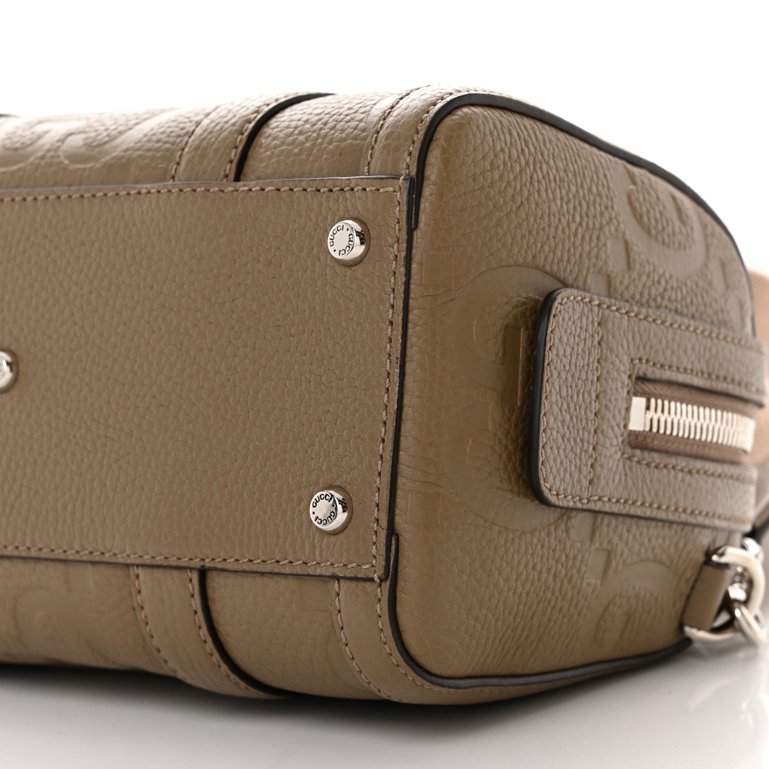 Gucci Piuma Calfskin Jumbo GG Embossed Mini Duffle Bag Good Taupe 10 of 11