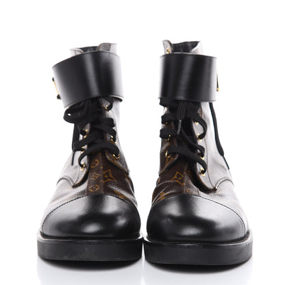 Louis Vuitton Calfskin Monogram Wonderland Flat Ranger Boots 41 Black 2 of 14