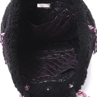 Chanel Shearling Sheepskin Large Coco Neige Tote Black 4 of 9