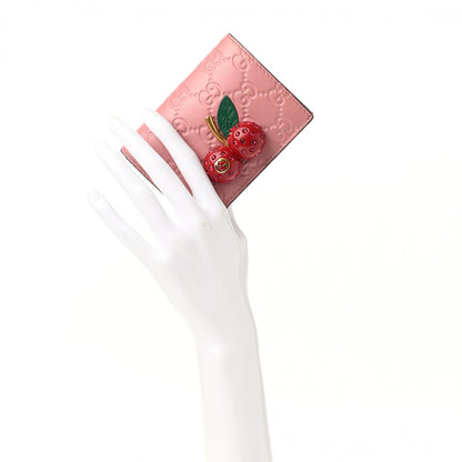 Gucci Guccissima Cherries Card Case Wallet Pink 2 of 8