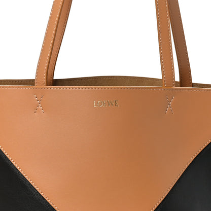 Loewe Shiny Calfskin Medium Puzzle Fold Tote Warm Desert Black 7 of 9