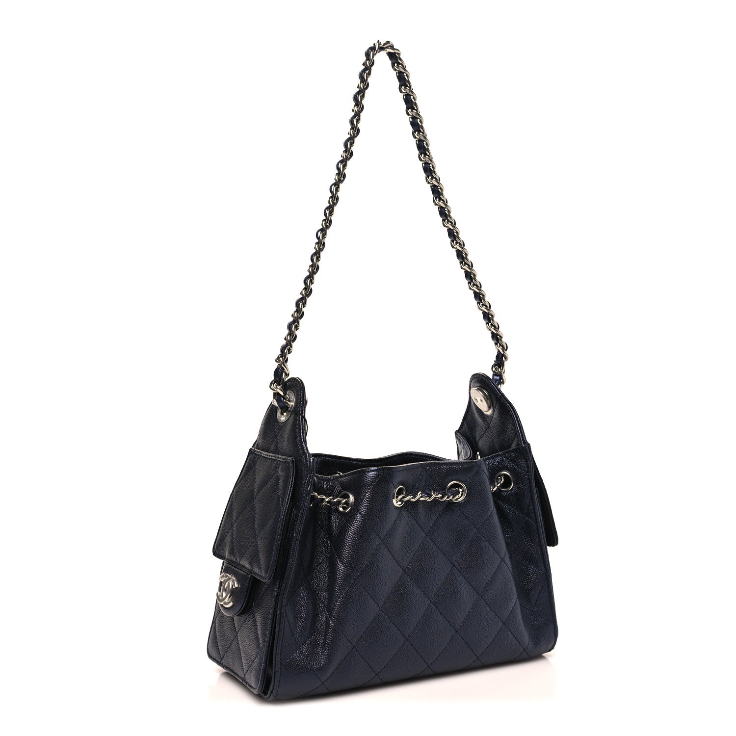 Chanel Metallic Caviar Quilted Mini Chanel 25 Handbag Dark Blue 3 of 11
