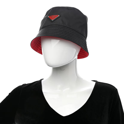 Prada Nylon Bucket Hat S Black Rosso 2 of 9