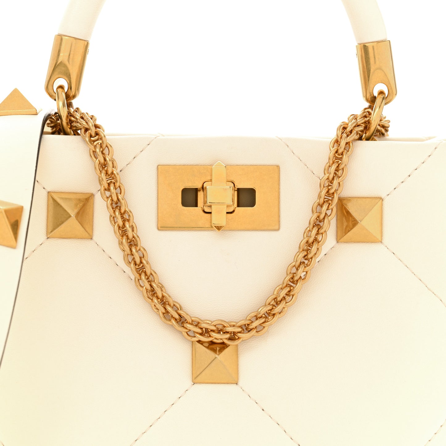Nappa Small Roman Stud The Handle Bag Ivory