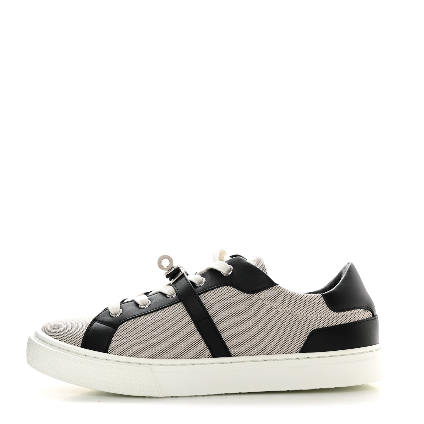 Calfskin Canvas Day Sneakers 38 Black White