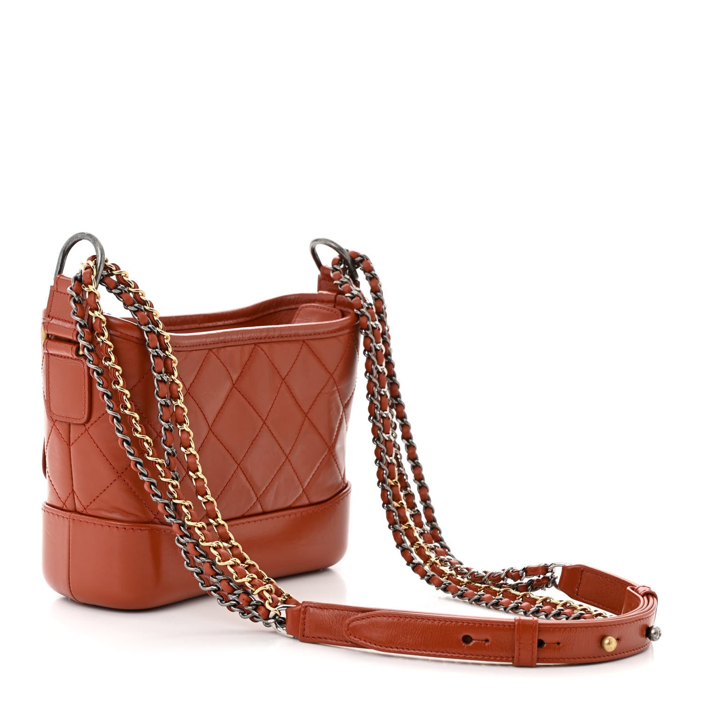 Aged Calfskin Quilted Small Gabrielle Hobo Red