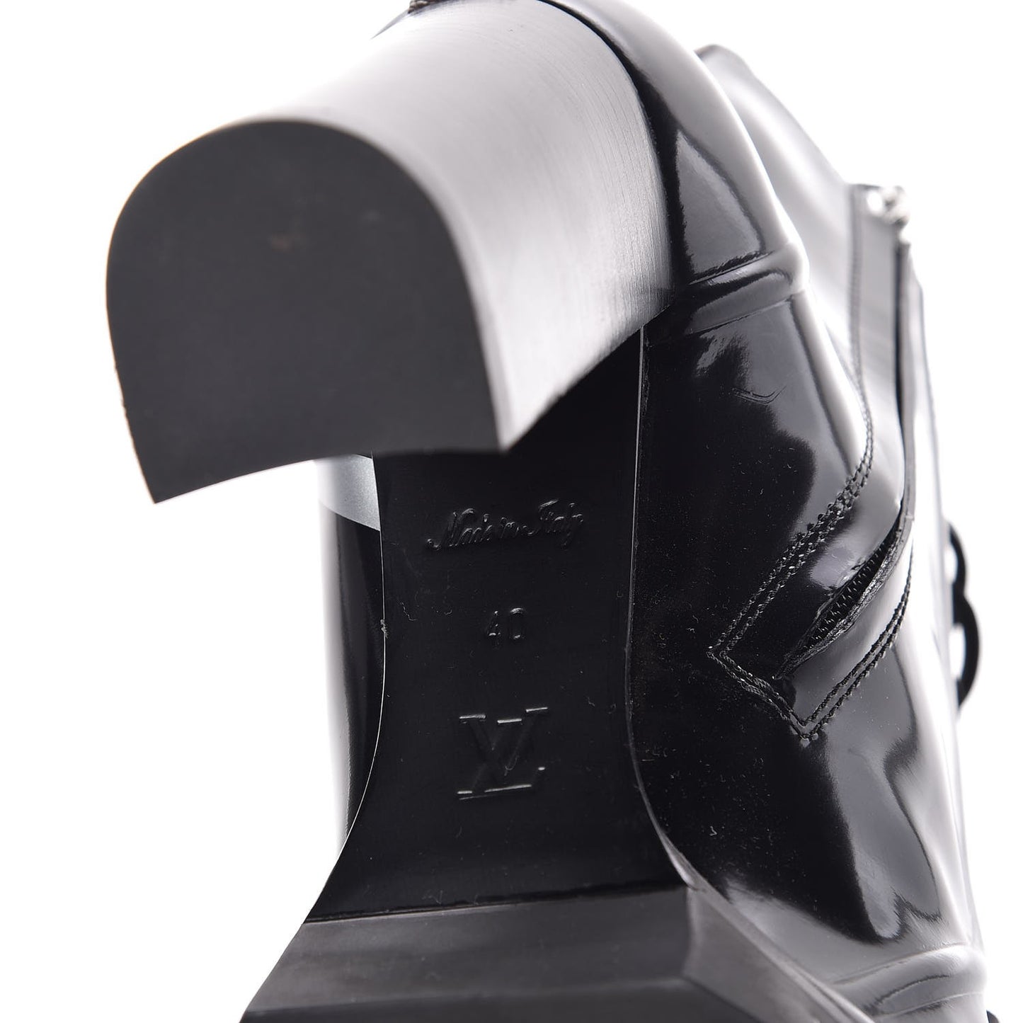 Patent Calfskin Spaceship Star Trail Ankle Boots 40 Black