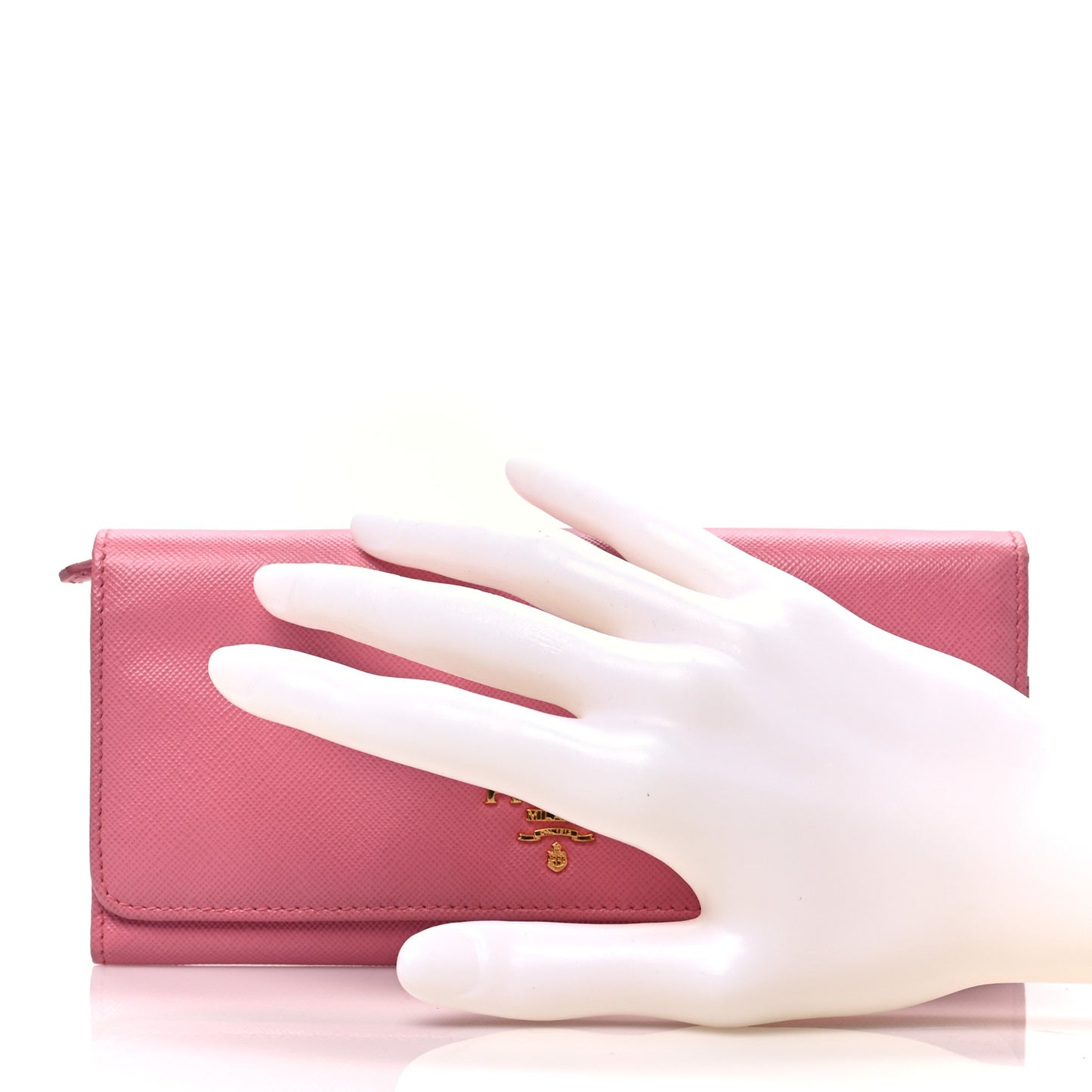 Saffiano Metal Continental Flap Wallet Begonia