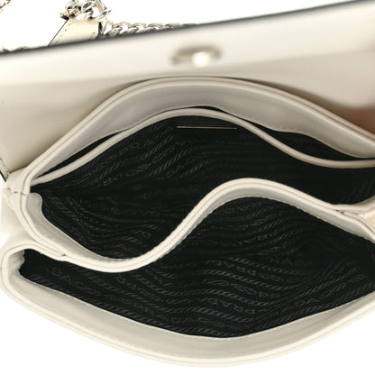 Prada Soft Calfskin Saffiano Chain Crossbody Bag White Black 5 of 9